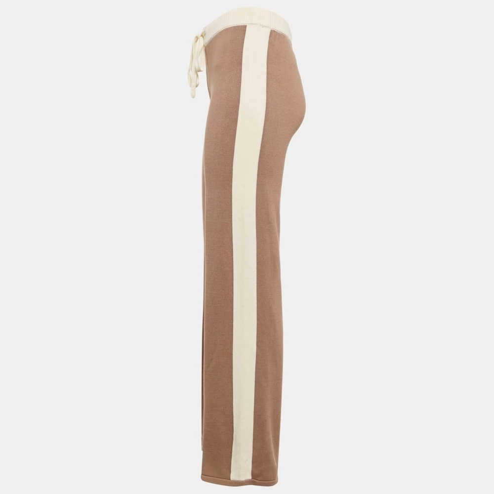 Monrow Dark Beige Knit Panel Detail Lounge Pants XS
